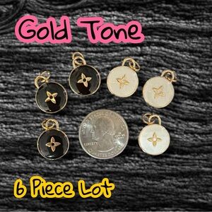 LAST ONE - 6 Piece Round Gold LV Zipper Pull Button Charm